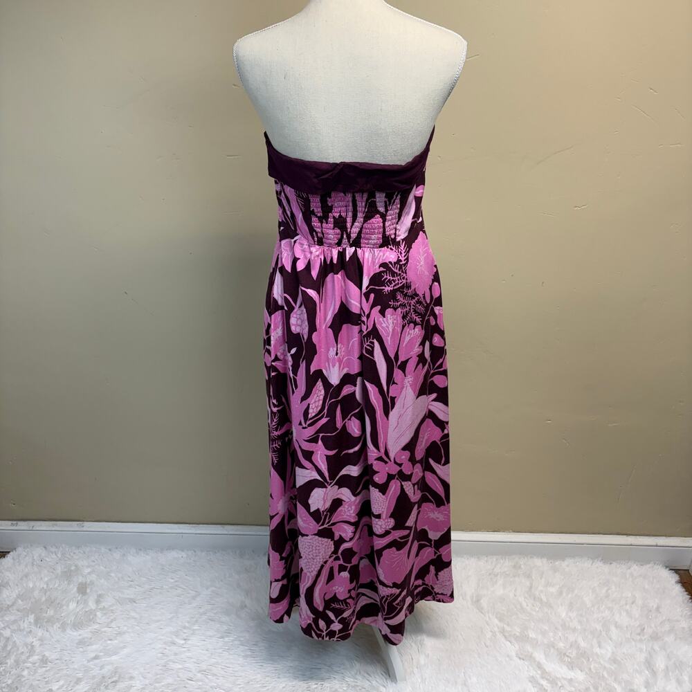 Anthropologie Jo Faulkner Strapless Pink Red Floral Dress Size 10 - Picture 6 of 8